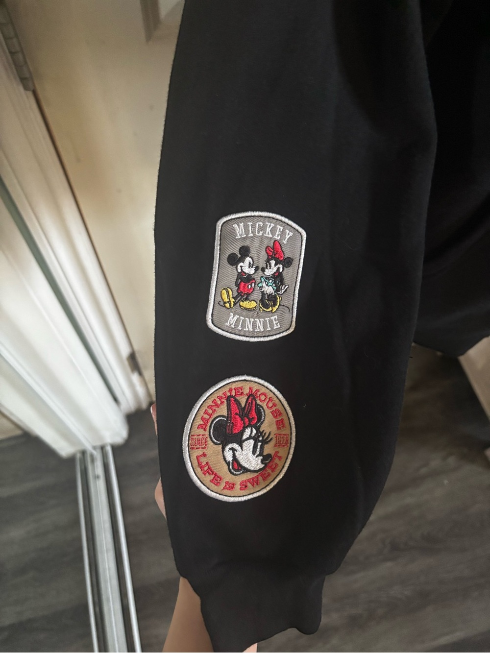 Disney Black Minnie & Mickey Patch Zip-Up Hoodie. Size Small. - Picture 7 of 8